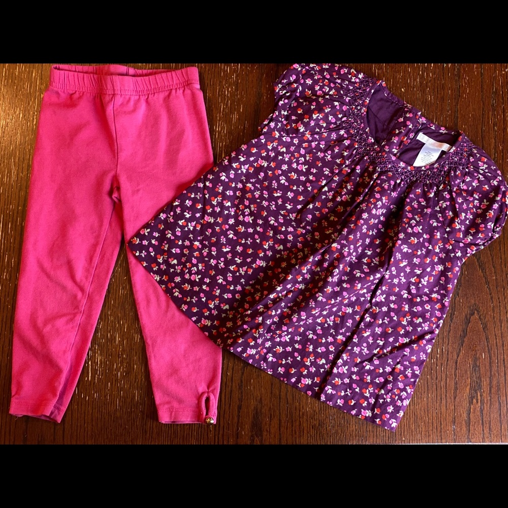 Janie and Jack Floral Top and Leggings size 3